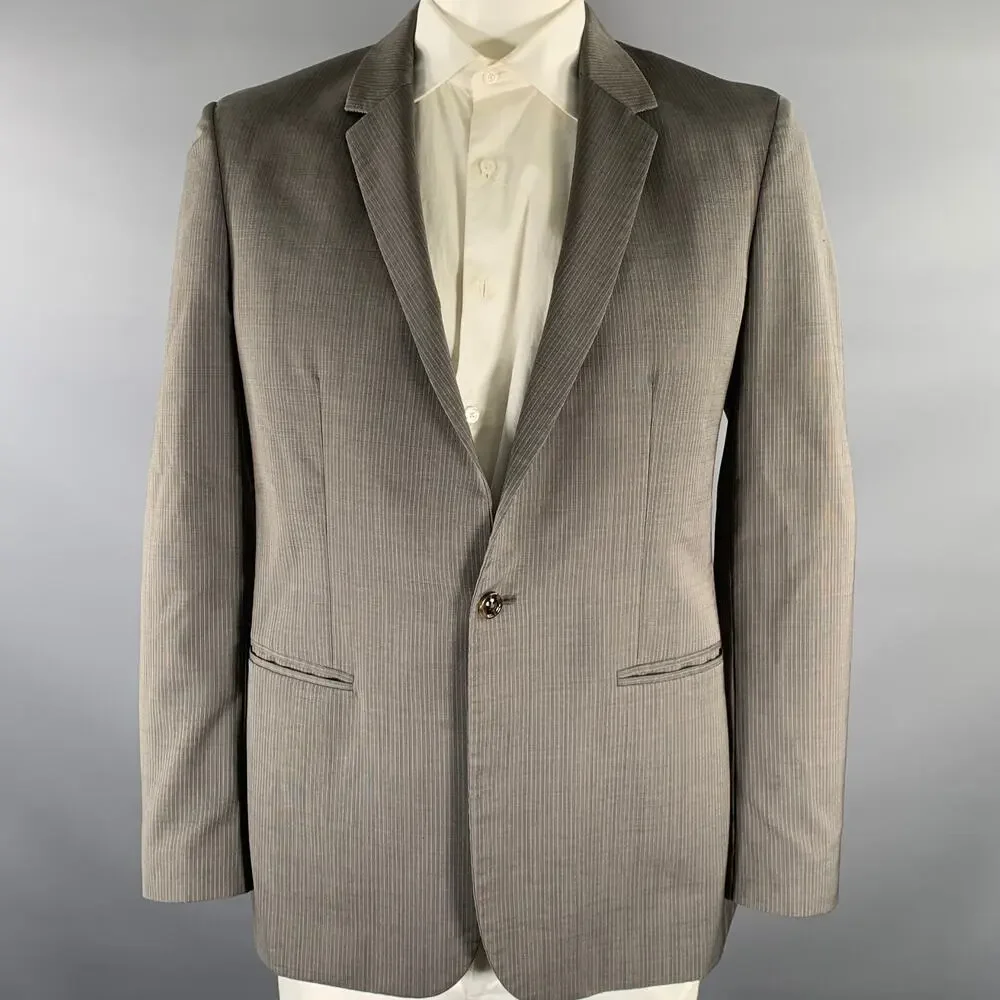 MAISON MARGIELA Size 42 Grey White Pinstripe Wool Notch Lapel Sport Coat